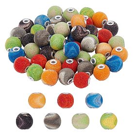 Resin Beads, with Silver Plasted Alloy Cores, Round