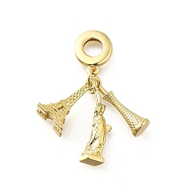 Латунная эйфелева башня статуя свободы европейские подвески, Подвески с большими отверстиями, долговечный, без свинца и без кадмия, стойки покрытие