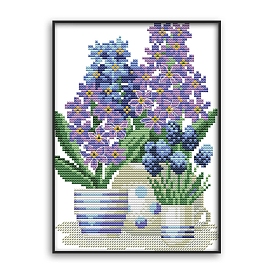 Flower Pattern DIY Cross Stitch Beginner Kits, Stamped Cross Stitch Kit, Including 11CT Printed Cotton Fabric, Embroidery Thread & Needles, Instructions
