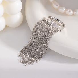 Кольца из нержавеющей стали с преувеличенной бахромой и простой цепочкой с кисточками для женщин