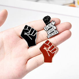 Motivational Fist Pin Set - Creative Black Ribbon Design for Team Support