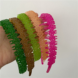 Jelly-colored plastic flower headband - daily basic hairband with anti-slip teeth.