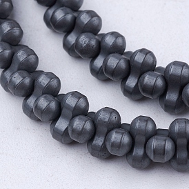 Non-magnetic Synthetic Hematite Beads Strands, Frosted, Number 8