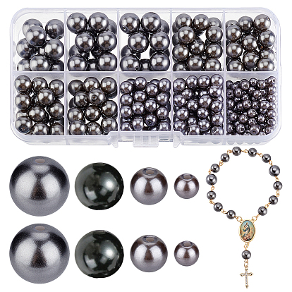 Круглая бусина из экологически чистого окрашенного стекла с жемчугом