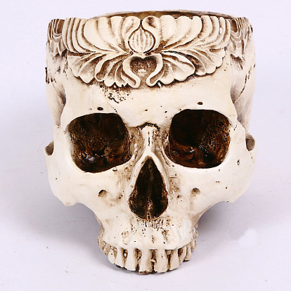 Halloween Resin Flower Pot Skull Ornament, for Home Desk Decoration