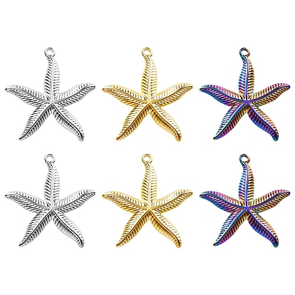304 stainless Steel Pendants, Starfish Charm