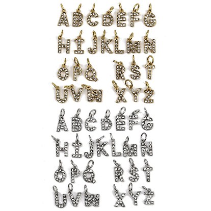 304 из нержавеющей стали горный хрусталь подвески, подвески с буквой az~z, ионное покрытие (ip), с целью перехода в кольце