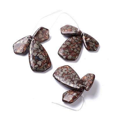 Assembled Synthetic Bronzite and Pyrite Pendants, Teardrop