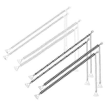 4 пары 4 стили бретельки для бюстгальтера со стразами и цепочкой, нескользящие, с треугольной пряжкой из сплава