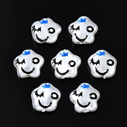 3D Printed ABS Plastic Imitation Pearl Beads, Star with Smiling