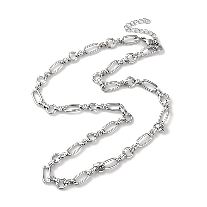 304 женские ожерелья-цепочки с овальными и кольцевыми звеньями из нержавеющей стали