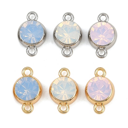 Шармы-соединители из латуни с паве из кубического циркония, плоские круглые ссылки