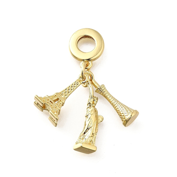 Латунная эйфелева башня статуя свободы европейские подвески, Подвески с большими отверстиями, долговечный, без свинца и без кадмия, стойки покрытие