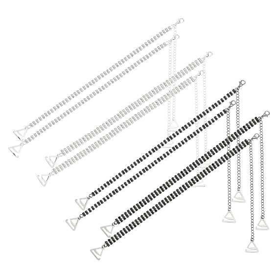 4 пары 4 стили бретельки для бюстгальтера со стразами и цепочкой, нескользящие, с треугольной пряжкой из сплава