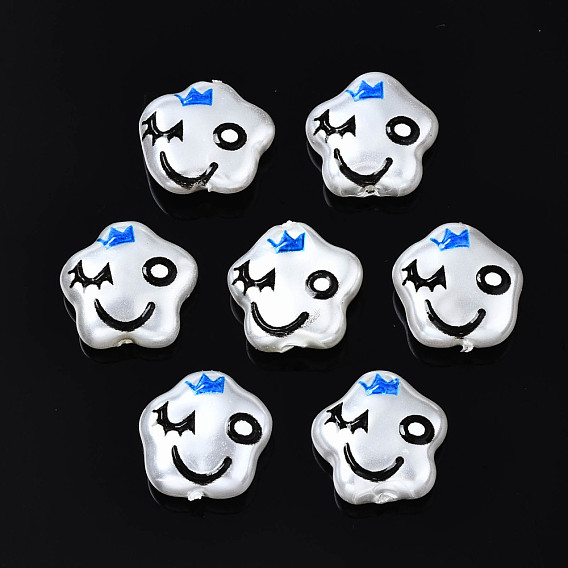 3D Printed ABS Plastic Imitation Pearl Beads, Star with Smiling