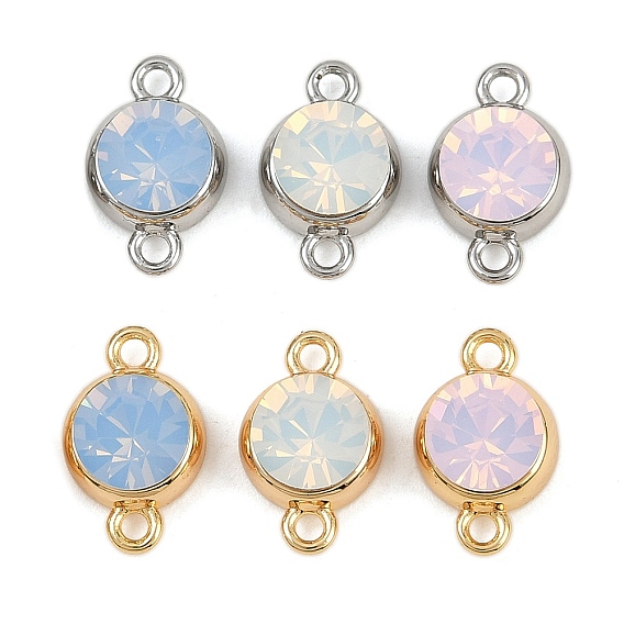 Шармы-соединители из латуни с паве из кубического циркония, плоские круглые ссылки