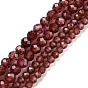 Гранат природный бисер нитей, граненые, класс АА, круглые