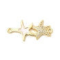Подвески-шармы в виде морской звезды из прозрачного кубического циркония с микропаве из латуни Ocean Brass, с эмалью, долговечный, без кадмия и без свинца, стойки покрытие, белые