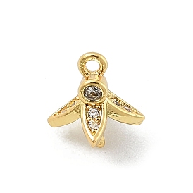 Подвески-гвоздики из латуни с микропаве из кубического циркония, без кадмия, без никеля и без свинца, за половину пробурено бисера