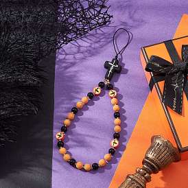 Круглые стеклянные бусины ручной работы из полимерной глины, стеклянные жемчужины, стеклянные бусины ручной работы, силиконовые крестообразные бусины для телефона, ремешок на руку