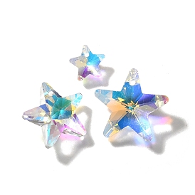 Стеклянные прелести, звезда, AB цвет, граненые