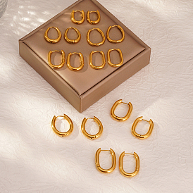 Стильные 304 овальные серьги-кольца из нержавеющей стали