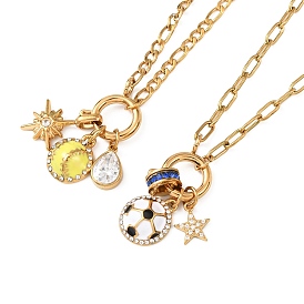 Спорт 304 подвеска в виде звезды из нержавеющей стали с хрустальной эмалью для женщин, золотые