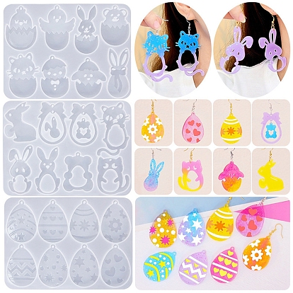 Easter Theme DIY Silicone Pendant Molds, Resin Casting Molds, for UV Resin, Epoxy Resin Craft Making