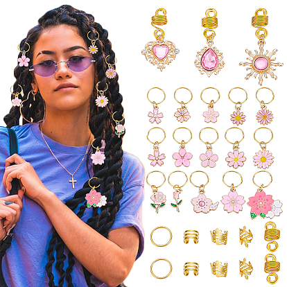 60 шт. 22 стили алюминиевые и железные заколки для волос, с подвесками из смолы и сплава эмали, стекла и акрила, разнообразные