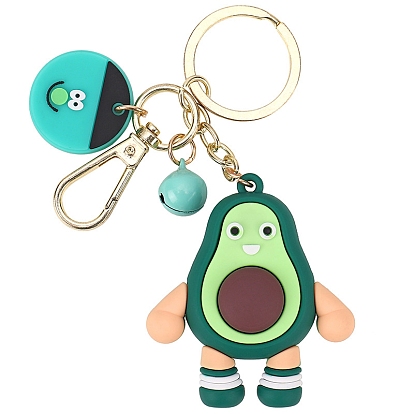 PVC Plastic Keychain, with Alloy Key Rings & Swivel Lobster Claw Clasps, Fruit