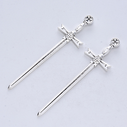 Tibetan Style Alloy Cabochons, Long Swords, Cadmium Free & Nickel Free & Lead Free, for Crafting, Jewelry Making