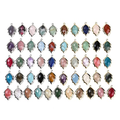 Подвески из натуральных драгоценных камней в форме листьев, стойки обшивки латунные прелести