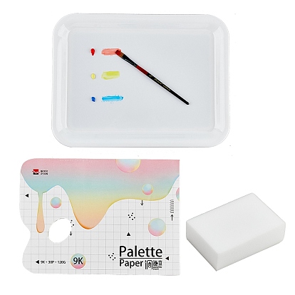 1цветовая палитра пластика ПК, 1 книга пластиковая палитра бумага, 1 прямоугольная губка из поликарбоната, принадлежности для рисования, прямоугольные