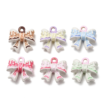 Alloy Enamel Pendants, Bowknot Charms