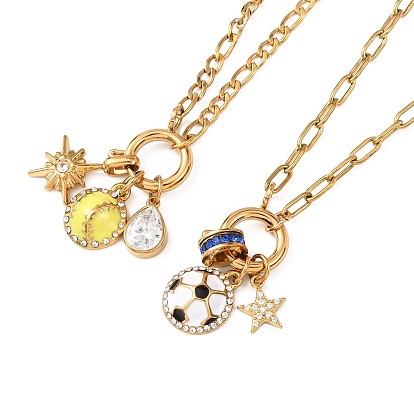 Спорт 304 подвеска в виде звезды из нержавеющей стали с хрустальной эмалью для женщин, золотые