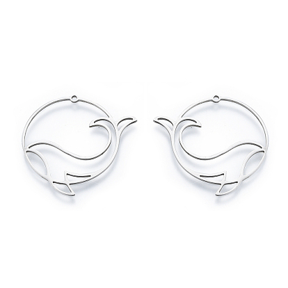 201 подвески из нержавеющей стали, полый, кольцо с дельфином