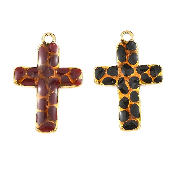 304 нержавеющей стальной эмали подвески, крест прелести, вакуумное покрытие pvd, реальный 18 k позолоченный