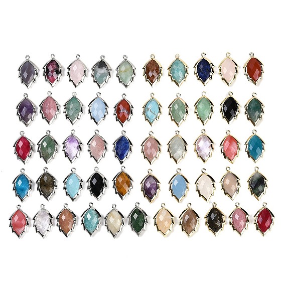 Подвески из натуральных драгоценных камней в форме листьев, стойки обшивки латунные прелести