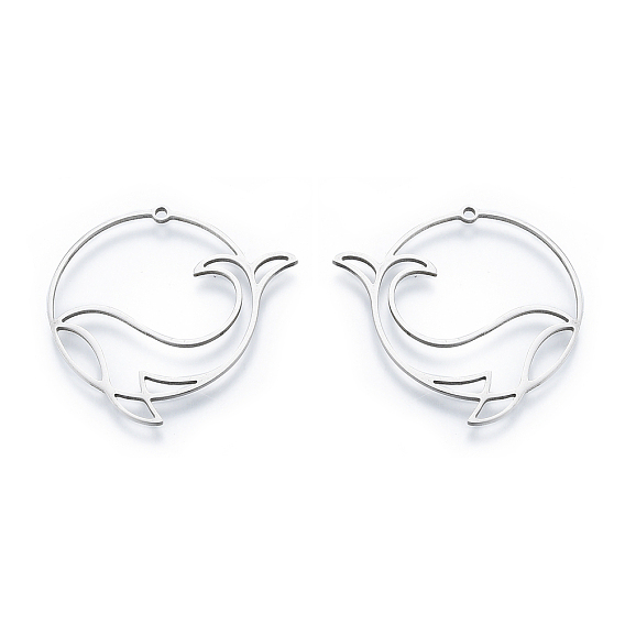 201 подвески из нержавеющей стали, полый, кольцо с дельфином