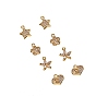 Brass Micro Pave Clear Cubic Zirconia Charms, Mixed Shapes