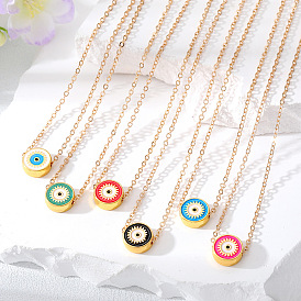 Turkish Evil Eye Necklace Colorful Droplet Oil Alloy Pendant Bead Ethnic Jewelry