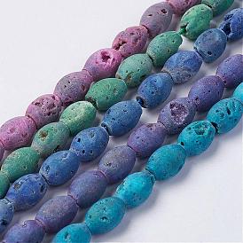 Brins de perle d'agate géode naturelle électrodéposée, tambour
