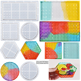 Flower Pattern Silicone Coaster Molds Tray Molds, Resin Casting Molds, For UV Resin, Epoxy Resin Craft Making