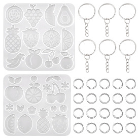 DIY Keychian Making Kits, include Silicone Molds, Iron Split Key Rings, Jump Rings, Platinum