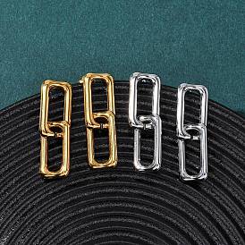 304 полые прямоугольные серьги-гвоздики из нержавеющей стали, ионное покрытие (ip)