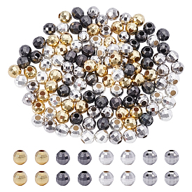 Faceted Round Brass Spacer Beads, Mixed Color