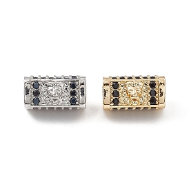 Brass Micro Pave Cubic Zirconia Beads, Rectangle with Lion