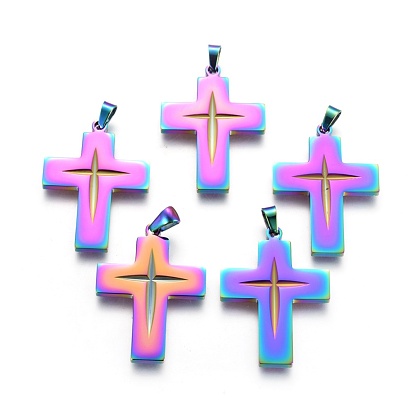 Ion Plating(IP) 304 Stainless Steel Pendants, Cross