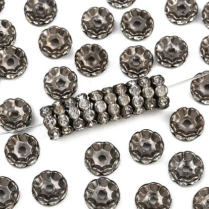 Латунные бусины разделители для поставки стразов, класс А, волнистый край, металлический черный , рондель