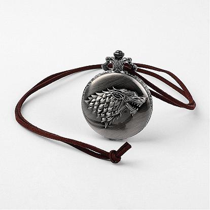 Relojes de bolsillo de cuarzo de aleación, con cordón de lana